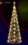 Umělý Vánoční strom od 7 do 13m s LED výzdobou, hvězdičkami a koulemi