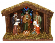 Betlém dřevěný svítící 6 postav, vánoční betlém 