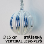 Vánoční koule DUO 15cm stříbrná/bílá