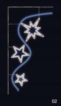 Oblouk hvězd - modrá/studená bílá 0,85x1,75m 